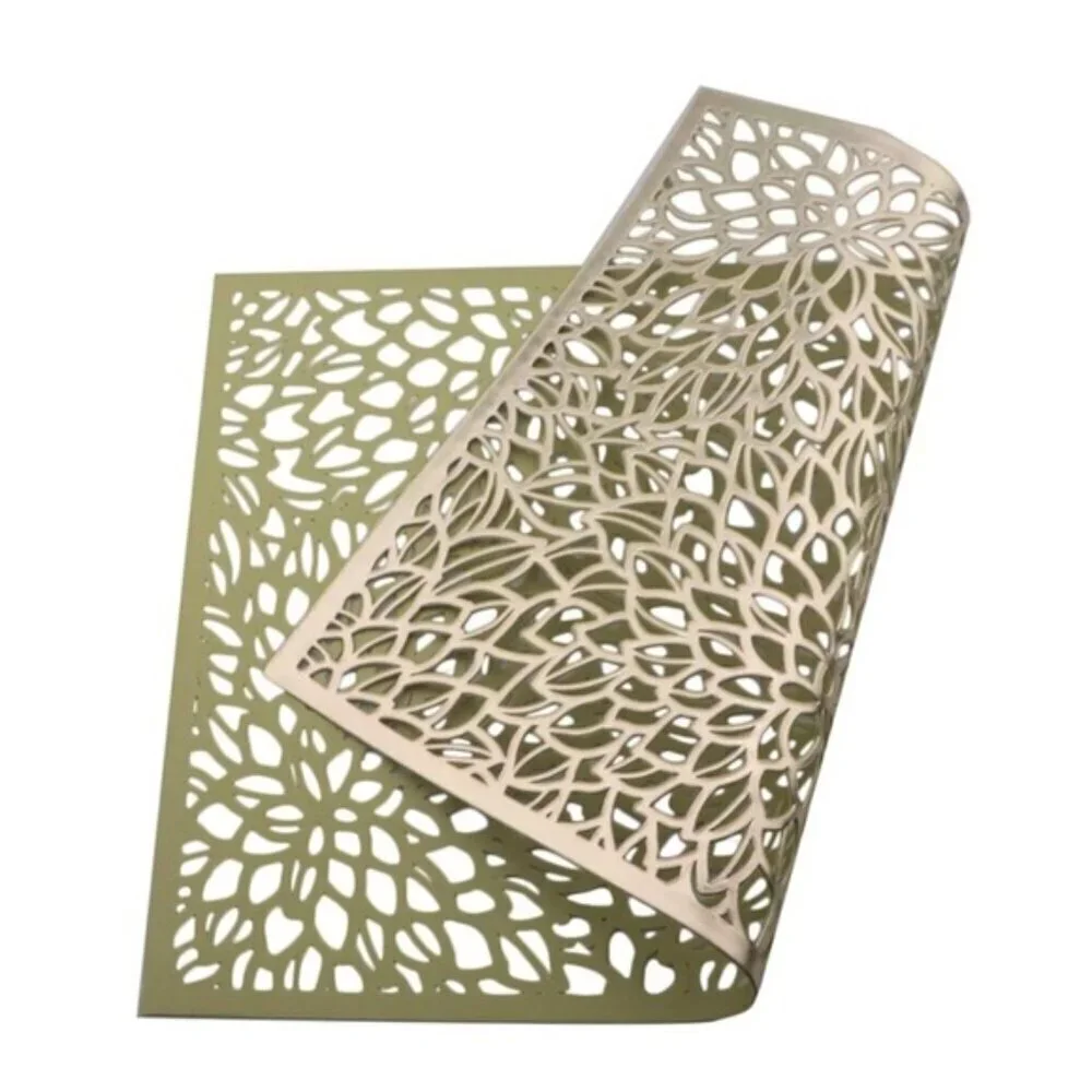 Gold Placemats Laser Cut Elegant Everyday Special Occasion Holiday Elegant 4 PC